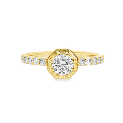 Round Diamond Straight Band Engagement Ring