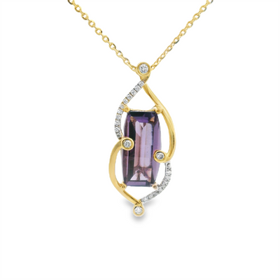 Amethyst & Diamond Swirl Pendant