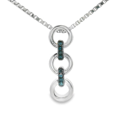 Sterling Silver Blue Diamond Circle Link Pendant