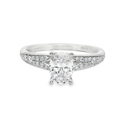 Oval Diamond Split Shank Engagement Ring