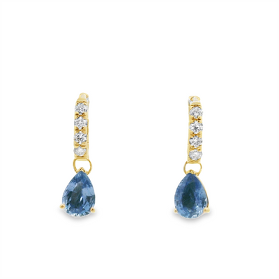 Ceylon Sapphire & Diamond Huggie Hoop Earrings
