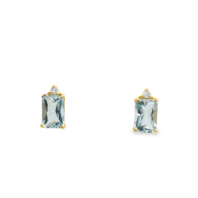 Aquamarine & Diamond Stud Earrings