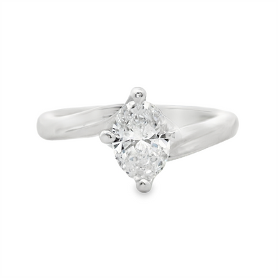 Oval Diamond Bypass Solitaire Engagement Ring