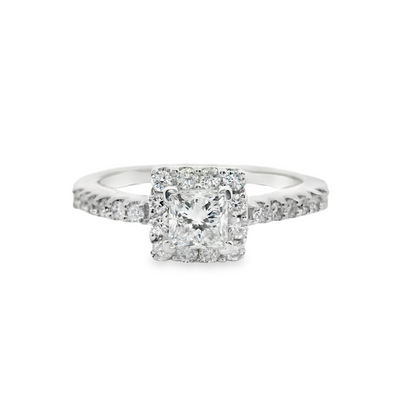 Princess-cut Diamond Halo Engagement Ring
