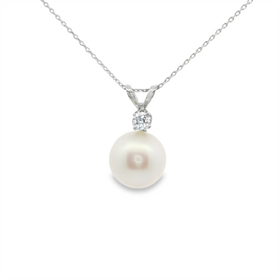 Pearl & Diamond Solitaire Pendant