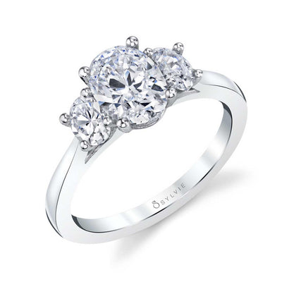 Oval Diamond Three Stone Engagement Ring