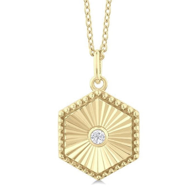 Diamond Hexagon Medallion Pendant