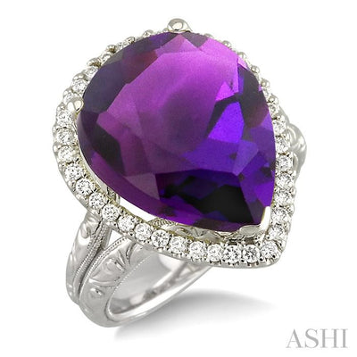 Pear Shape Gemstone & Halo Diamond Ring