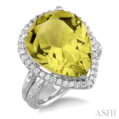 Pear Shape Gemstone & Halo Diamond Ring