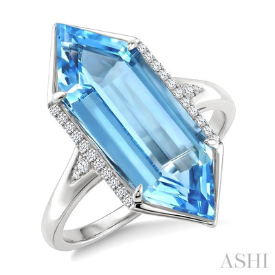 Hexagon Shape Gemstone & Diamond Ring
