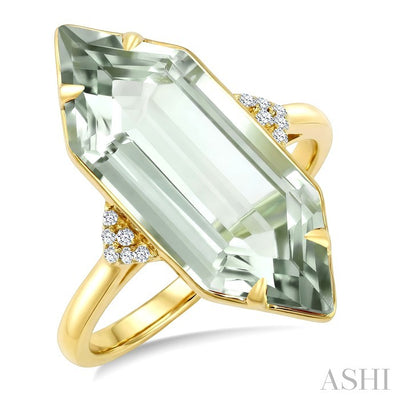 Hexagon Shape Gemstone & Diamond Ring