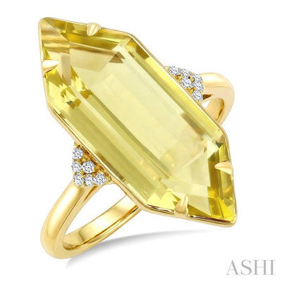 Evoque Gemstone Hexagon Shape & Diamond Ring