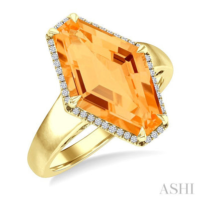 Evoque Gemstone Hexagon Shape & Halo Diamond Ring