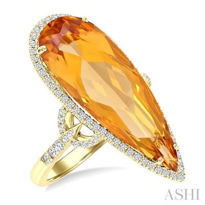Evoque Gemstone Pear Shape & Halo Diamond Ring