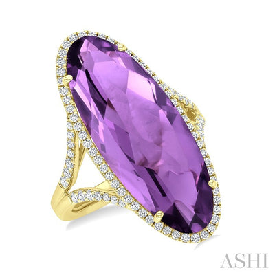 Evoque Gemstone Oval Shape & Halo Diamond Ring