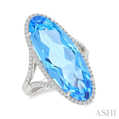Evoque Gemstone Oval Shape & Halo Diamond Ring