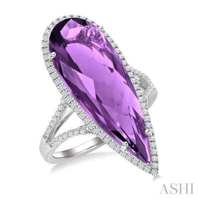 Pear Shape Gemstone & Halo Diamond Ring