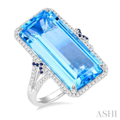Emerald Shape Gemstone & Halo Diamond Ring