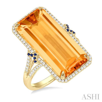 Emerald Shape Gemstone & Halo Diamond Ring