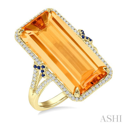 Evoque Gemstone Emerald Shape & Halo Diamond Ring
