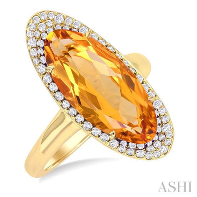 Oval Shape Gemstone & Halo Diamond Ring