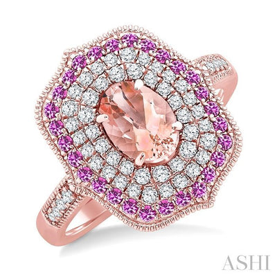 Oval Shape Gemstone & Diamond Fashion Ring