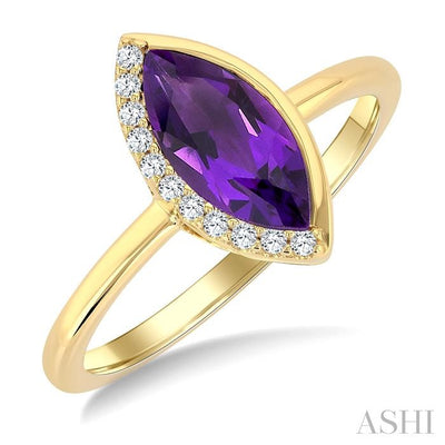 Marquise Shape Gemstone & Diamond Ring