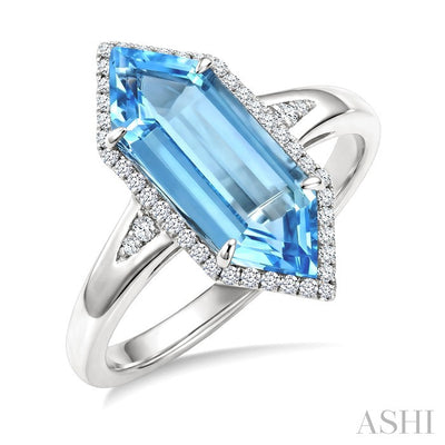 Evoque Gemstone Hexagon Shape & Halo Diamond Ring