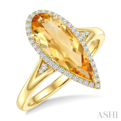 Evoque Gemstone Pear Shape & Halo Diamond Ring