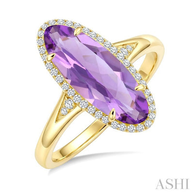 Evoque Gemstone Oval Shape & Halo Diamond Ring