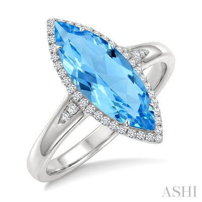 Evoque Gemstone Marquise Shape & Halo Diamond Ring