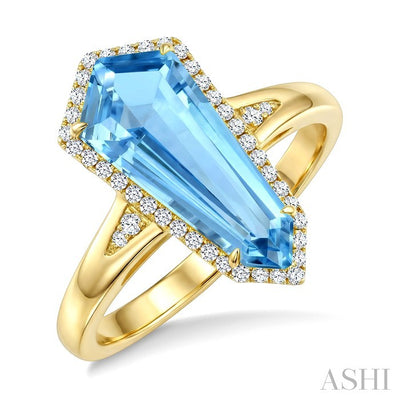 Evoque Gemstone Shield Shape & Halo Diamond Ring