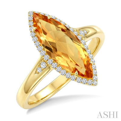 Evoque Gemstone Marquise Shape & Halo Diamond Ring