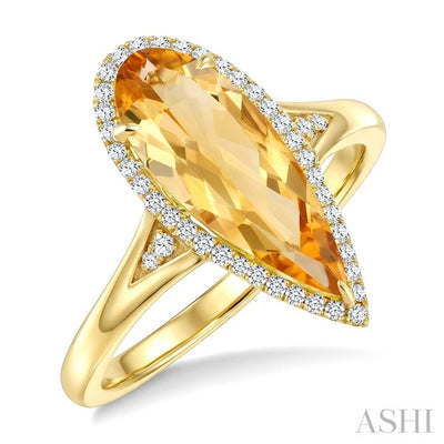 Evoque Gemstone Pear Shape & Halo Diamond Ring