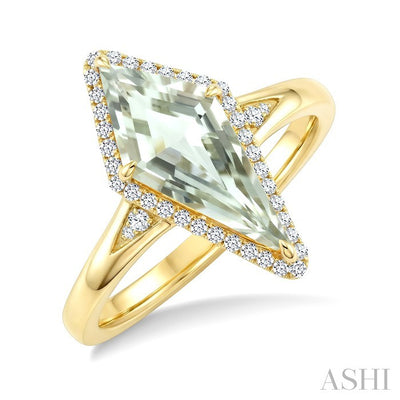 Evoque Gemstone Kite Shape & Halo Diamond Ring