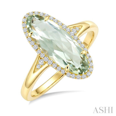 Oval Shape Gemstone & Halo Diamond Ring