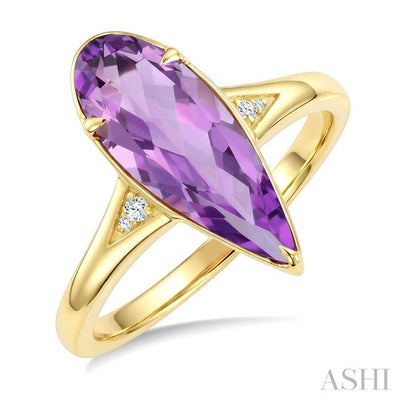 Evoque Gemstone Pear Shape & Diamond Ring