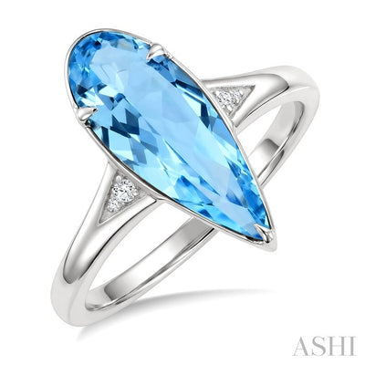 Evoque Gemstone Pear Shape & Diamond Ring