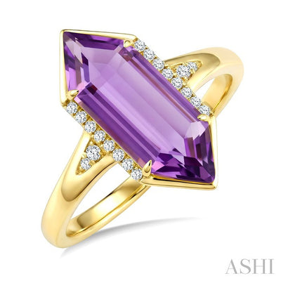 Evoque Gemstone Hexagon Shape & Diamond Ring