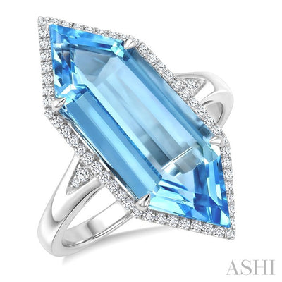 Hexagon Shape Gemstone & Halo Diamond Ring