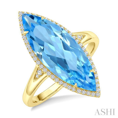 Marquise Shape Gemstone & Halo Diamond Ring