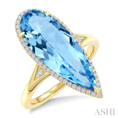 Pear Shape Gemstone & Halo Diamond Ring