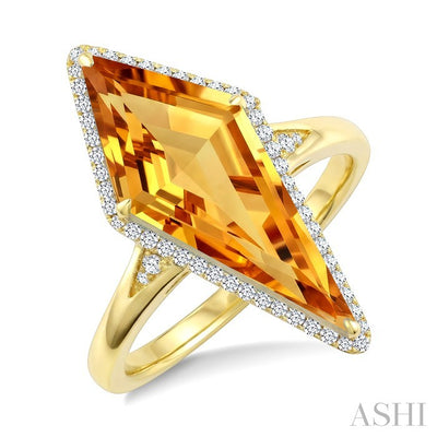 Evoque Gemstone Kite Shape & Halo Diamond Ring