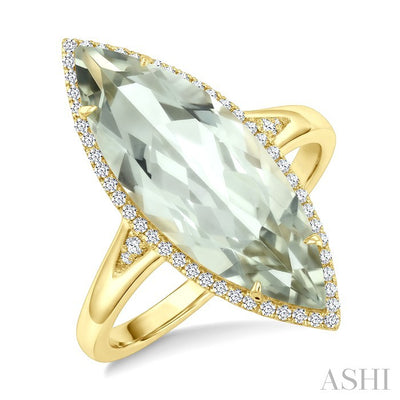 Evoque Gemstone Marquise Shape & Halo Diamond Ring