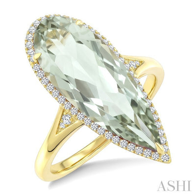 Evoque Gemstone Pear Shape & Halo Diamond Ring