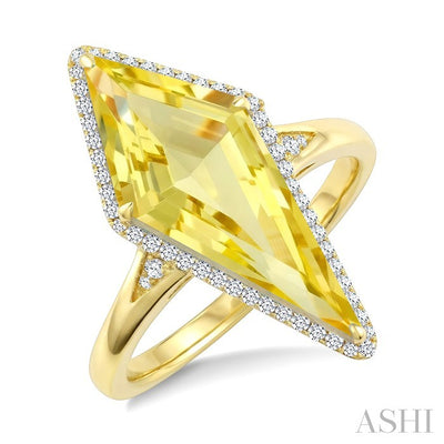 Evoque Gemstone Kite Shape & Halo Diamond Ring