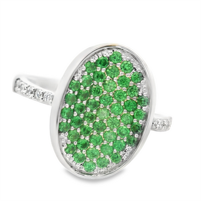 Green Tsavorite Garnet & Diamond Fashion Ring
