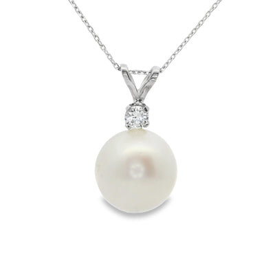 Pearl & Diamond Solitaire Pendant