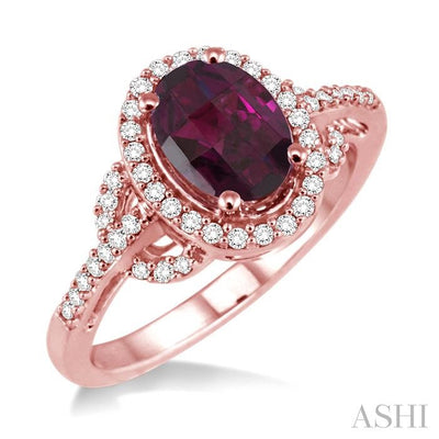 Oval Shape Gemstone & Halo Diamond Ring