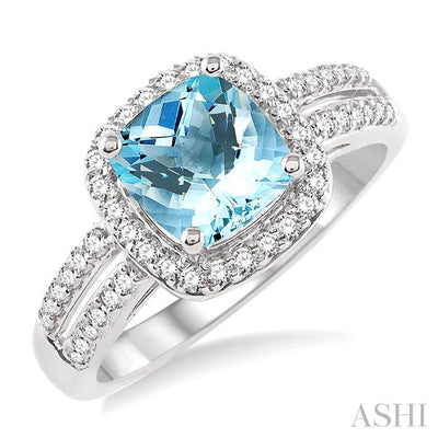 Cushion Shape Gemstone & Halo Diamond Ring